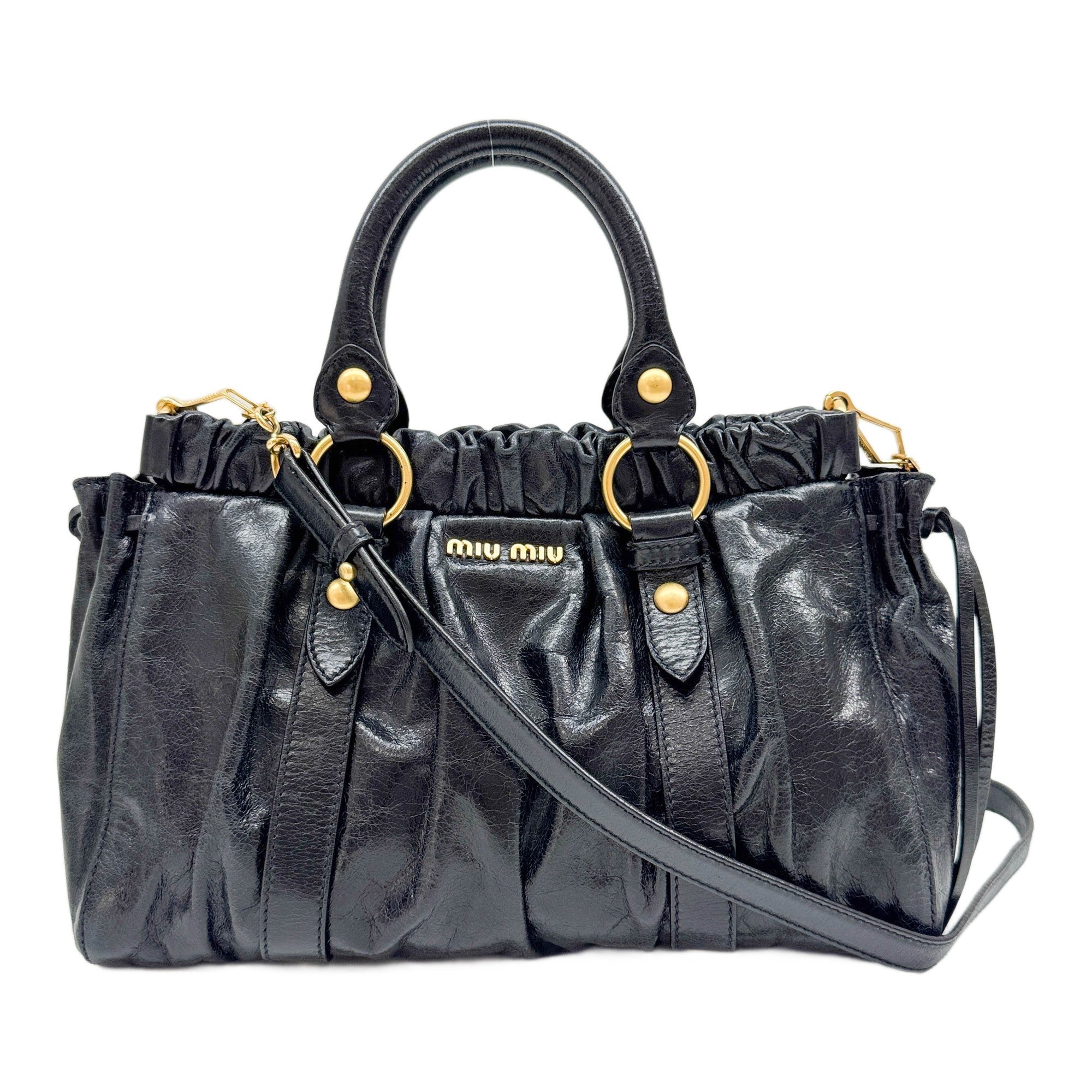 Vitello Black Leather Two Way Bag