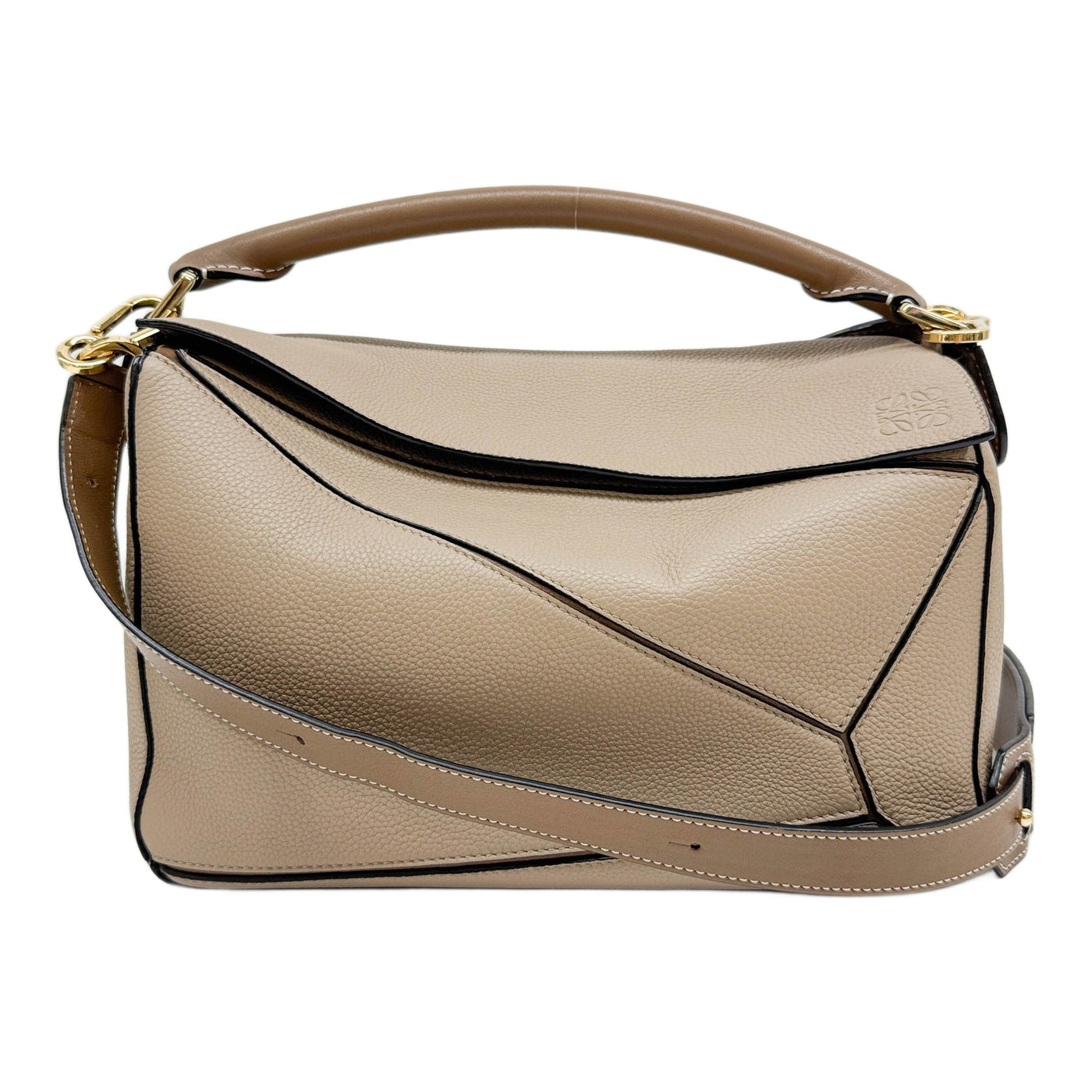 Puzzle Light Brown Leather Two Way Bag