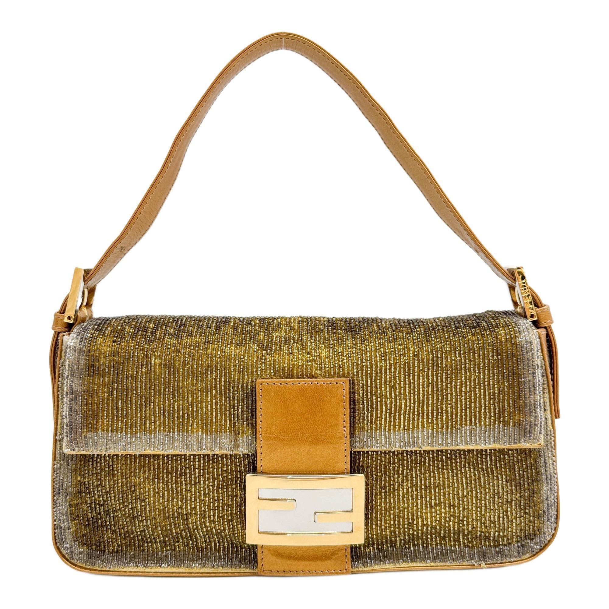 Baguette Gold & Silver Beads Shoulder Bag