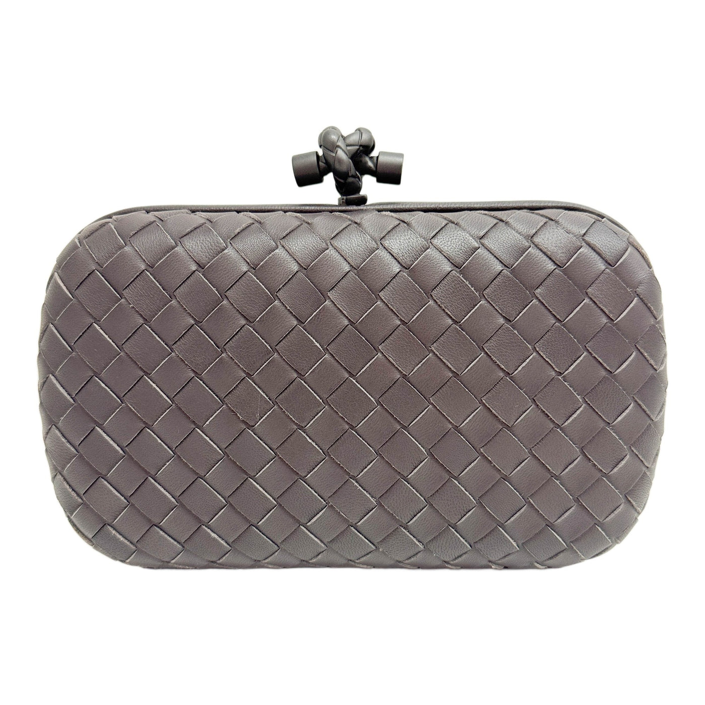 Knot Intrecciato Dark Brown Leather Clutch Bag