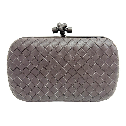Knot Intrecciato Dark Brown Leather Clutch Bag