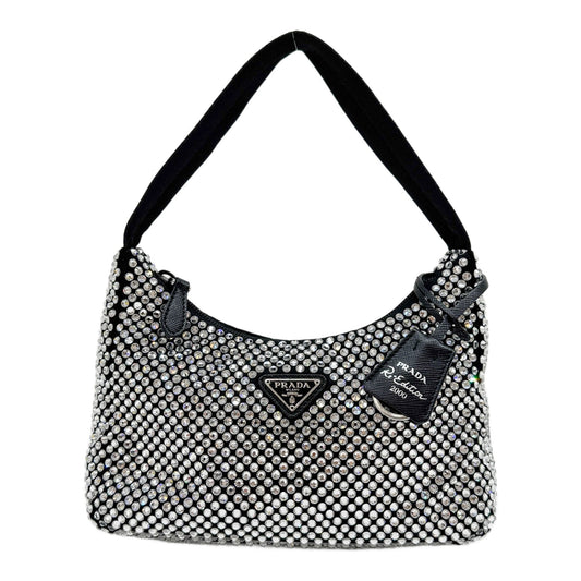 Re-edition Rhinestone Embellished Black Shoulder Bag