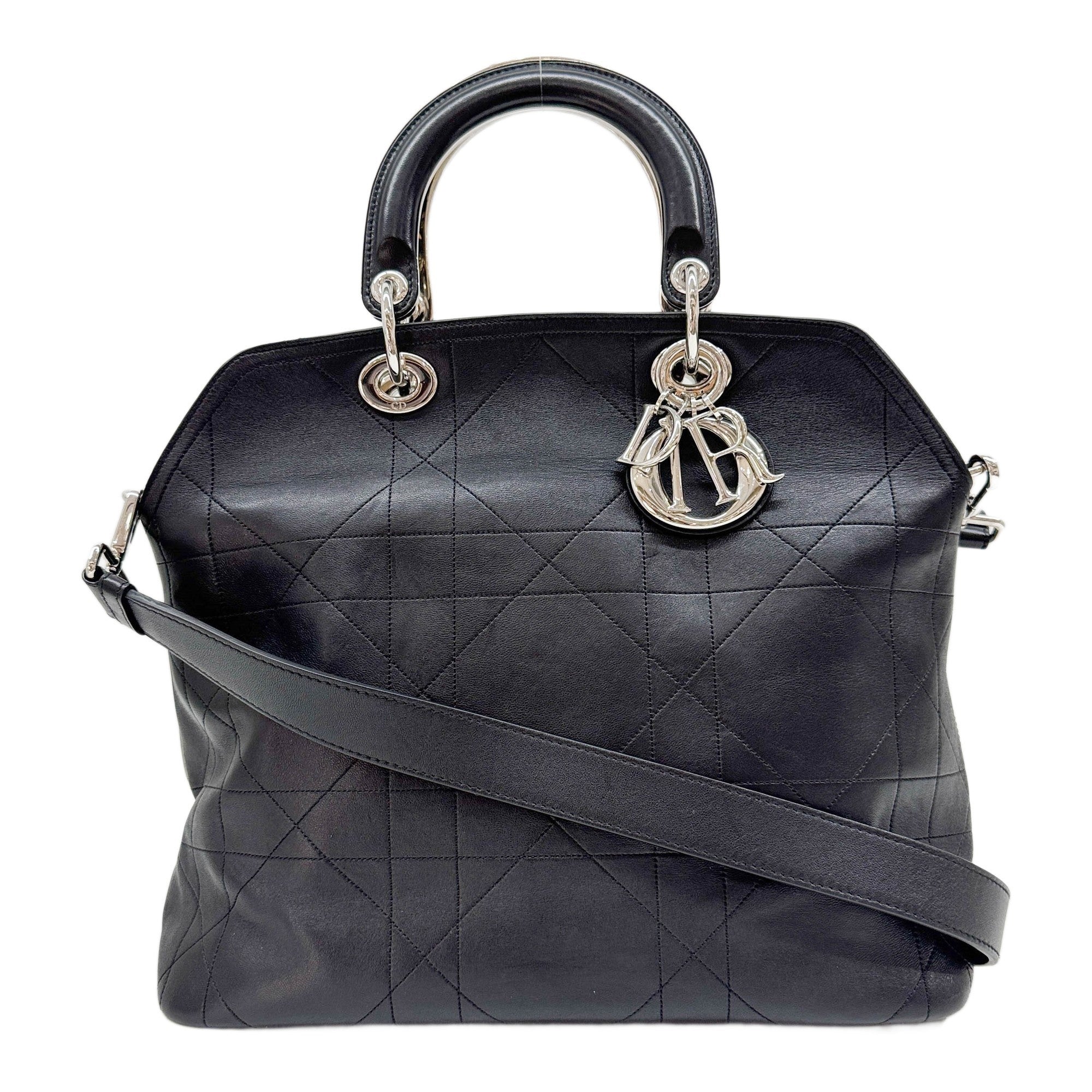 Granville Pony Hair Interior Cannage Black Leather Two Way Bag
