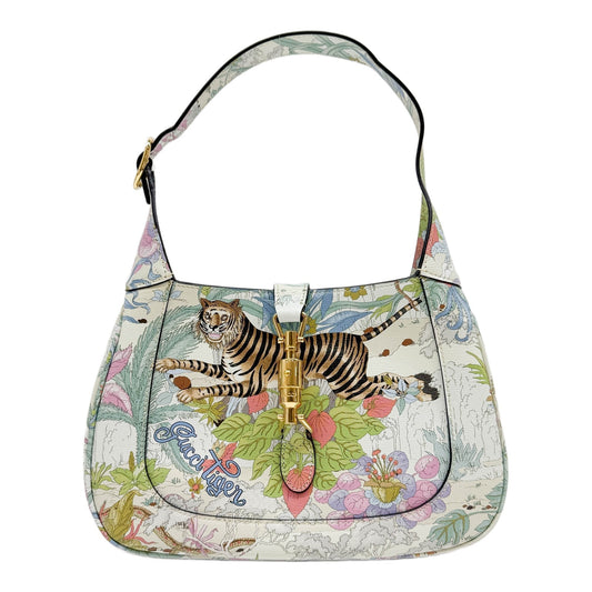 Jackie 1961 Gucci Tiger Print Leather Shoulder Bag