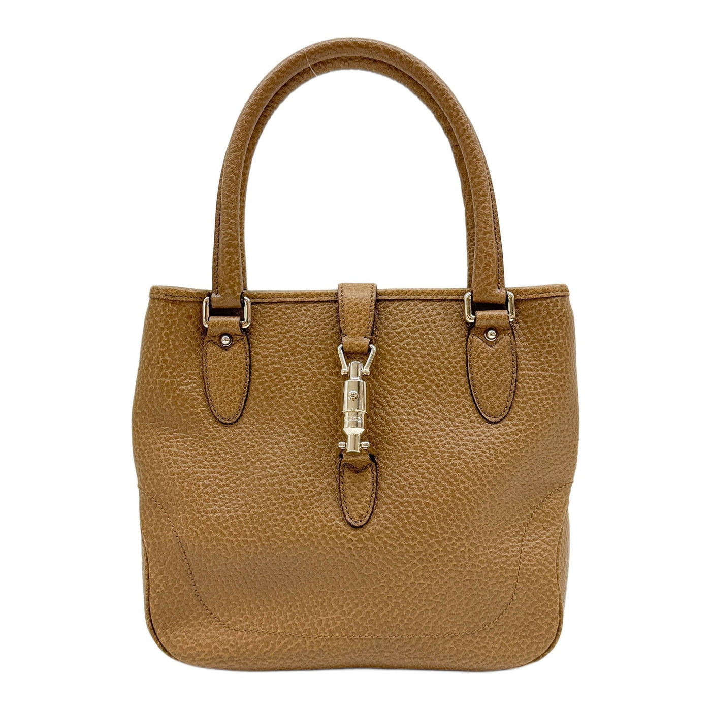 Jackie 1961 Brown Pebbled Leather Tote Handle Bag