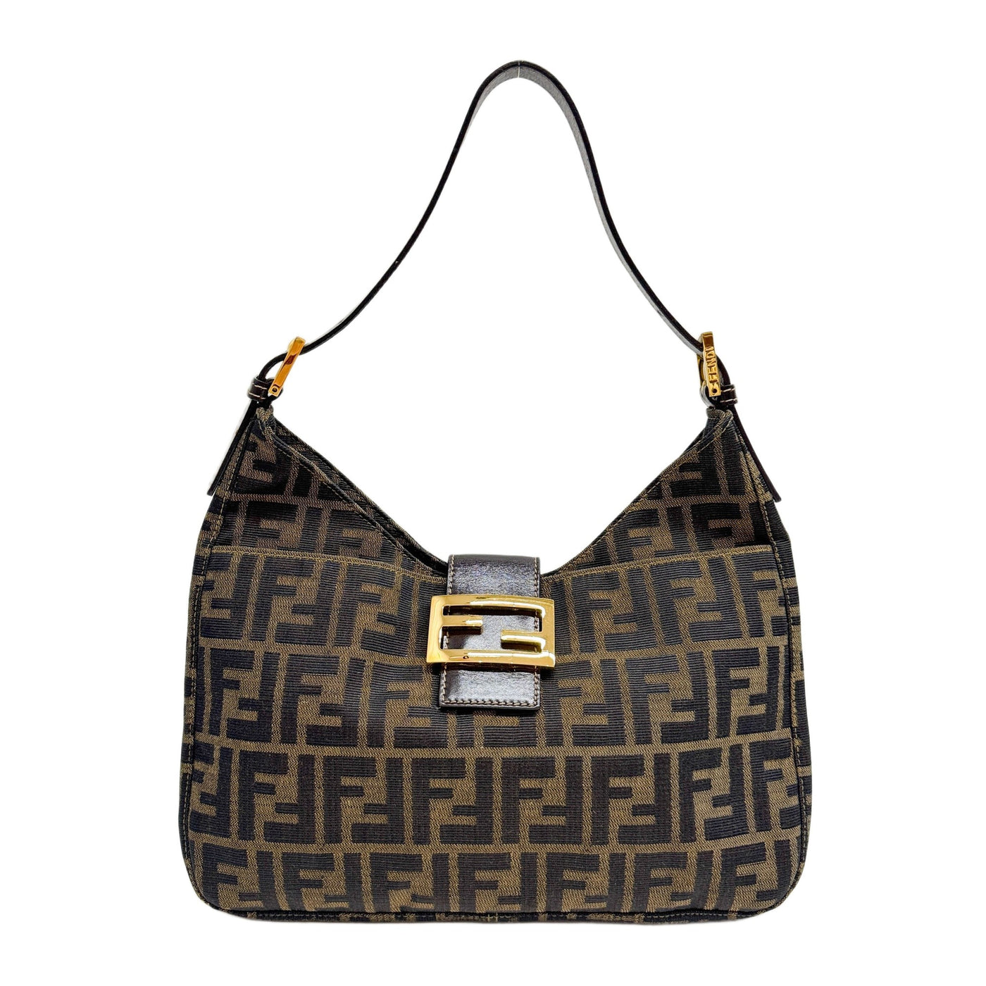 Mamma Baguette Brown Zucca Canvas Shoulder Bag