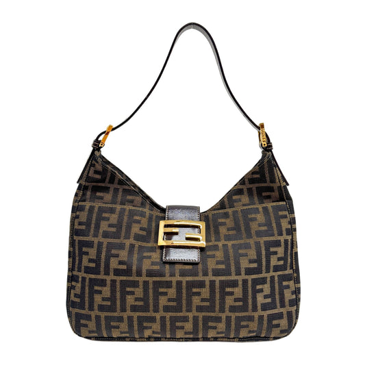 Mamma Baguette Brown Zucca Canvas Shoulder Bag