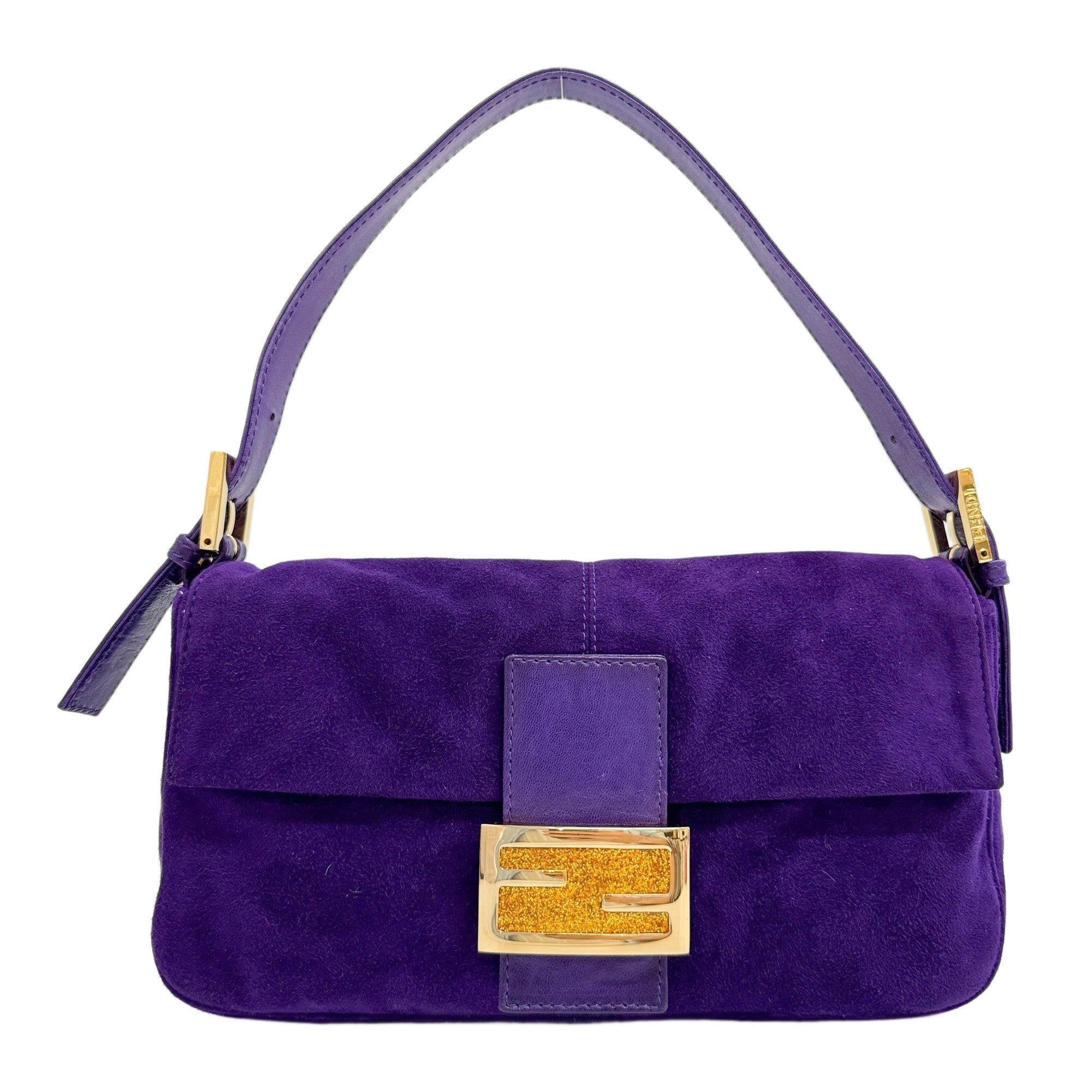 Baguette Purple Suede Shoulder Bag