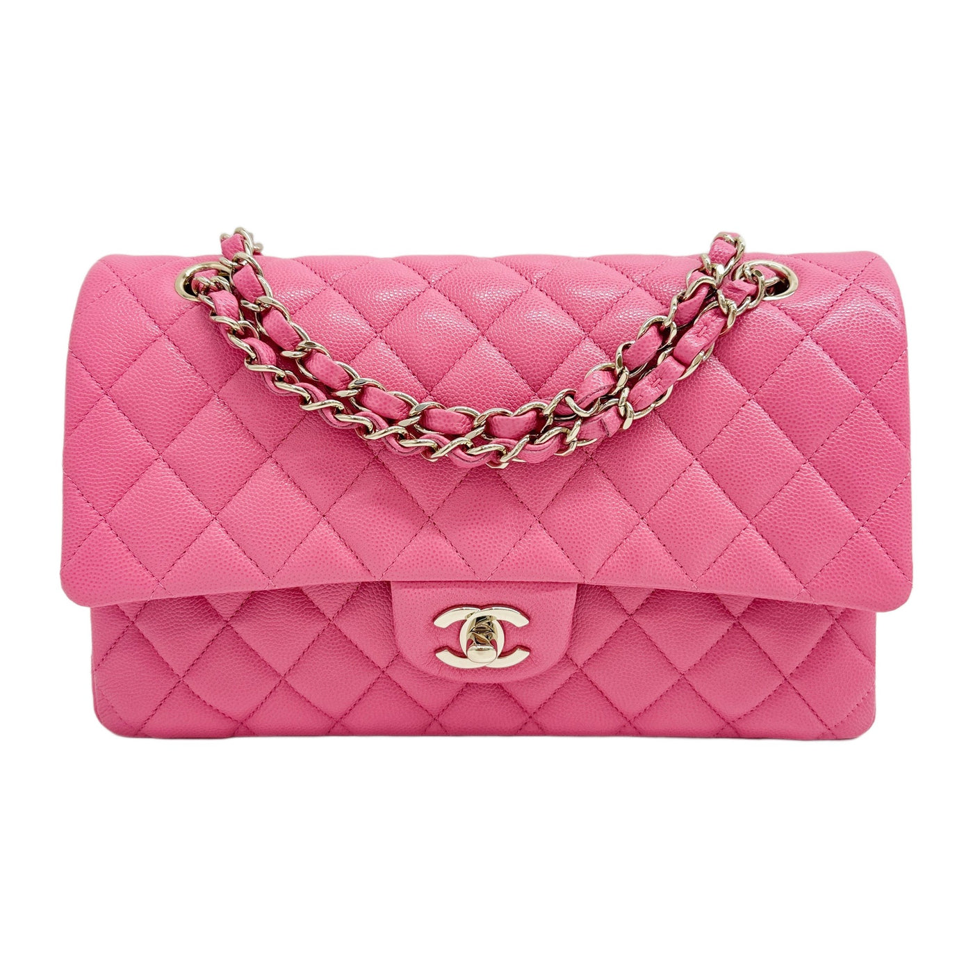 Medium Classic Double Flap 2020 Matelasse Pink Leather Shoulder Bag