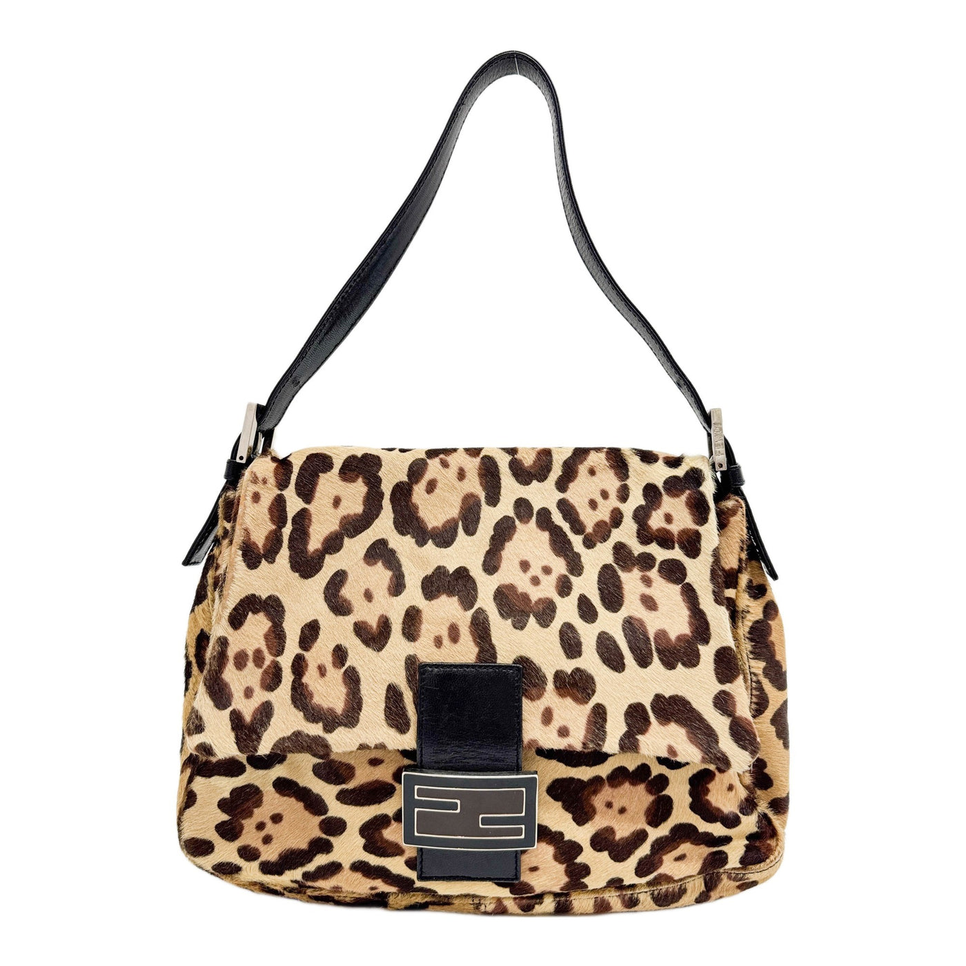 Mamma Baguette Brown Leopard Print Pony Hair Shoulder Bag