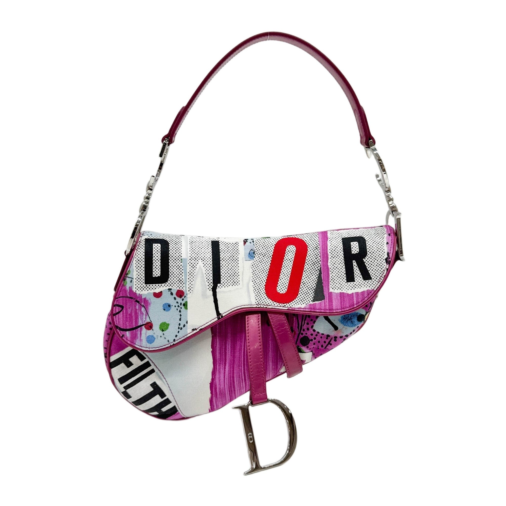 Saddle Multicolor Canvas Shoulder Bag