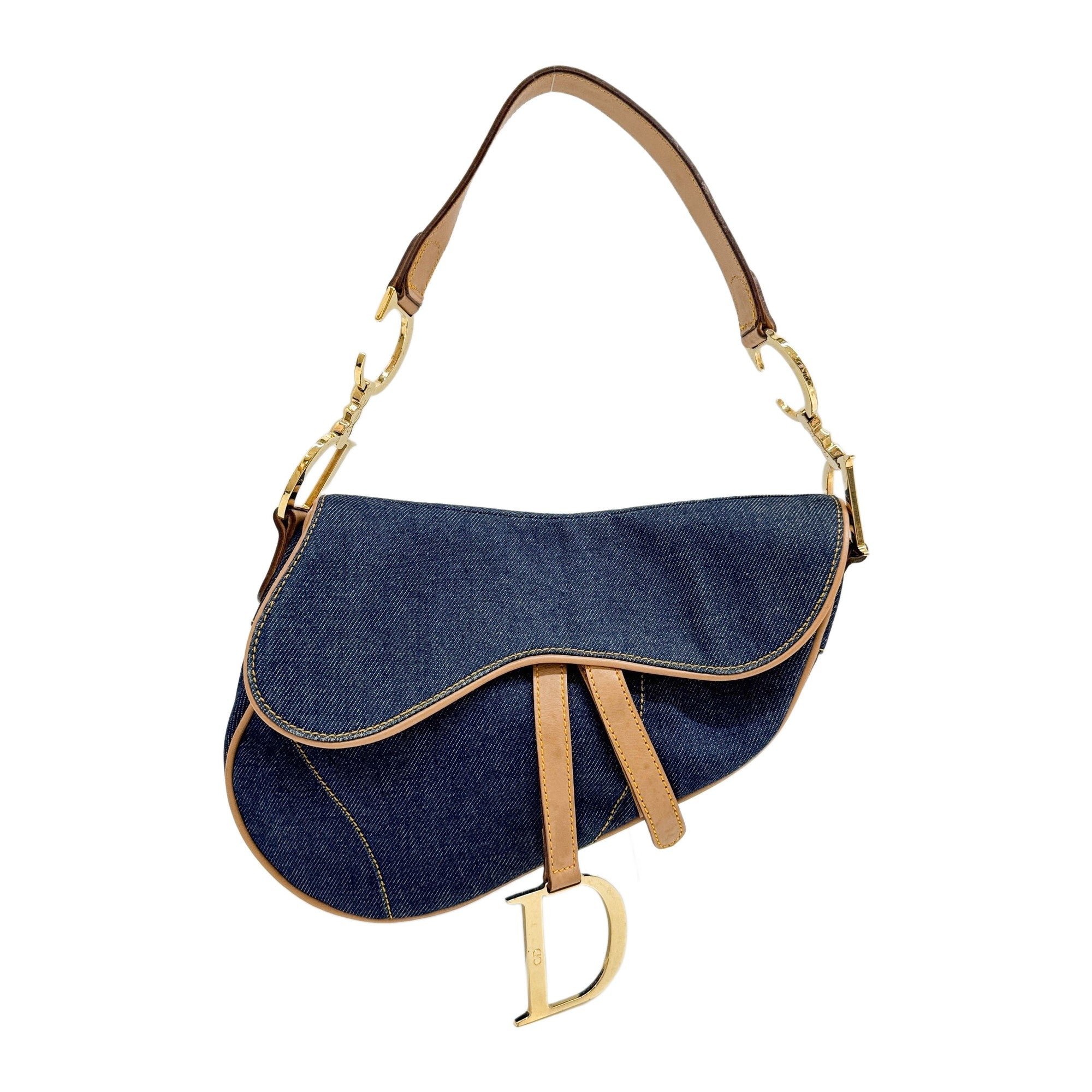 Saddle Blue Denim Shoulder Bag