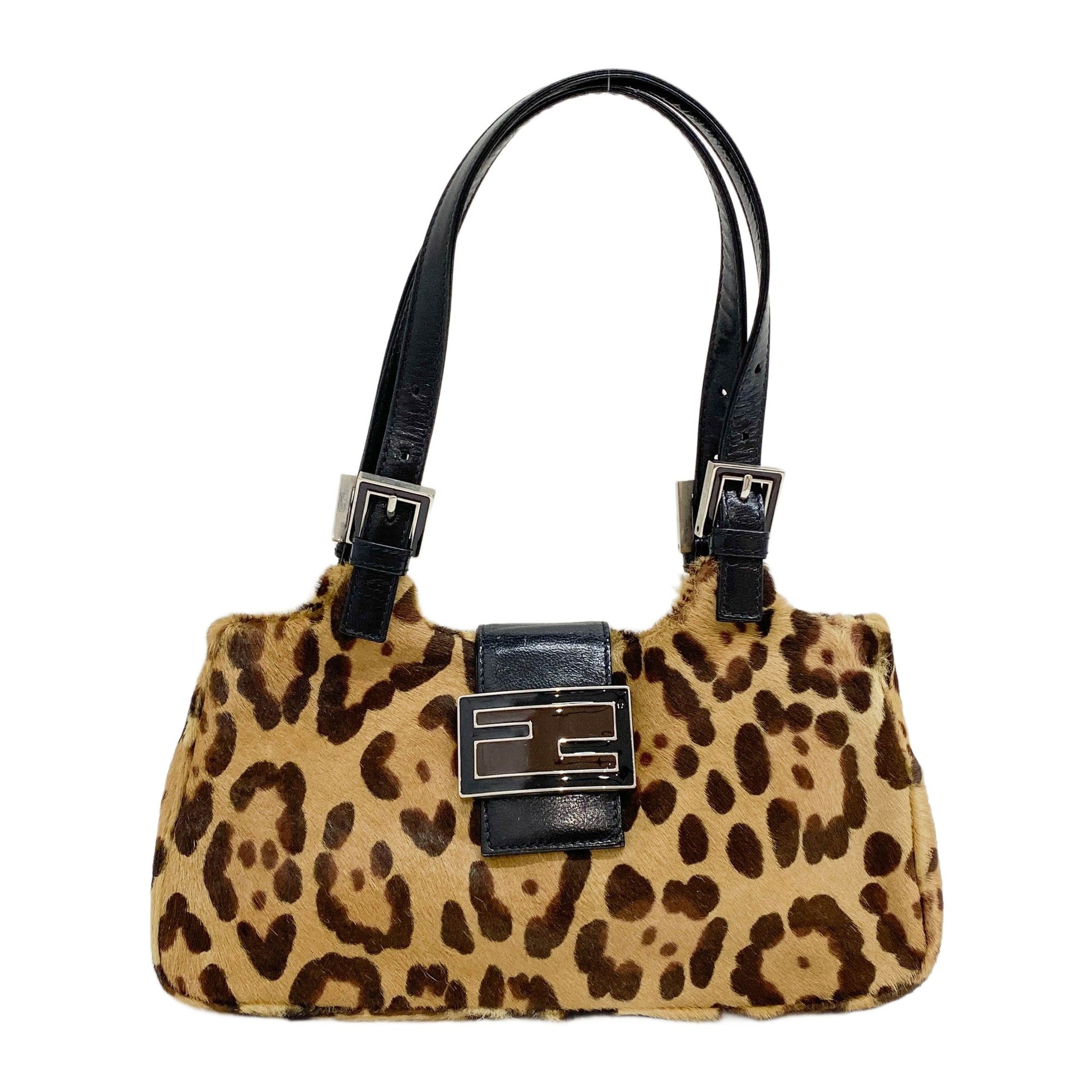 Brown Jaguar Print Pony Hair Shoulder Bag