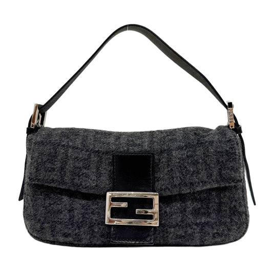 Baguette Gray Zucca Cashmere Shoulder Bag