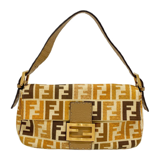 Baguette Orange Zucca Canvas Shoulder Bag