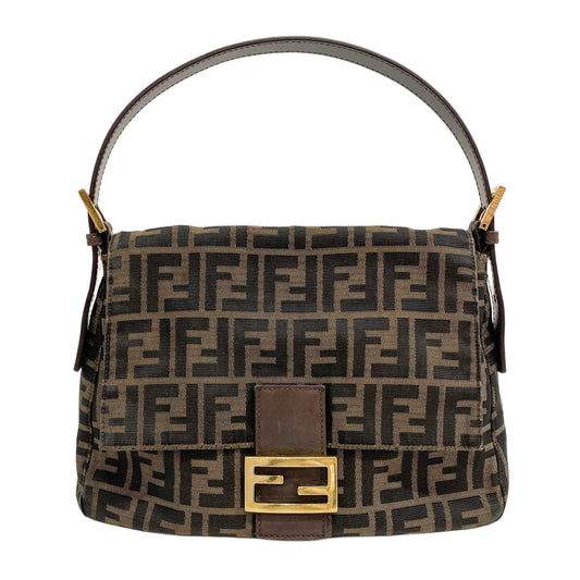 Mamma Baguette Brown Zucca Canvas Shoulder Bag