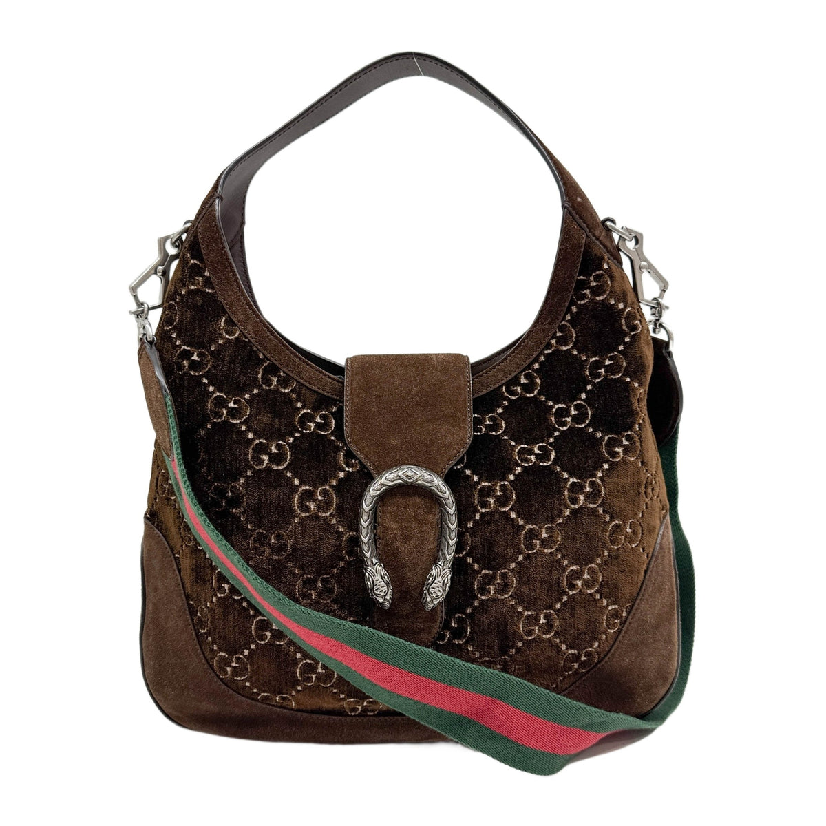 Dionysus Brown GG Canvas Velvet Two Way Bag