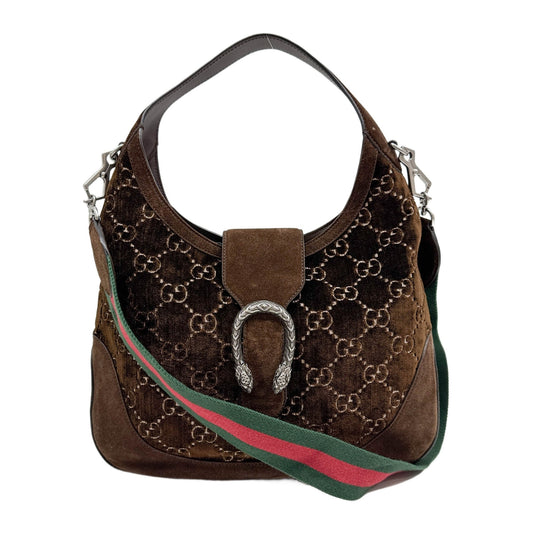 Dionysus Brown GG Canvas Velvet Two Way Bag