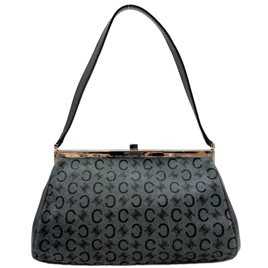 Kiss Lock Gray "C" Macadam Pony Hair Shoulder Bag