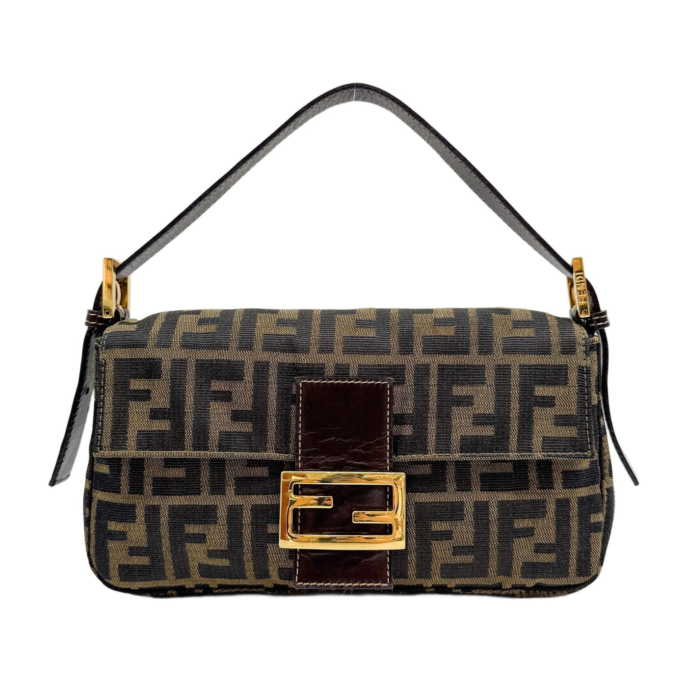 Baguette Brown Zucca Canvas Shoulder Bag