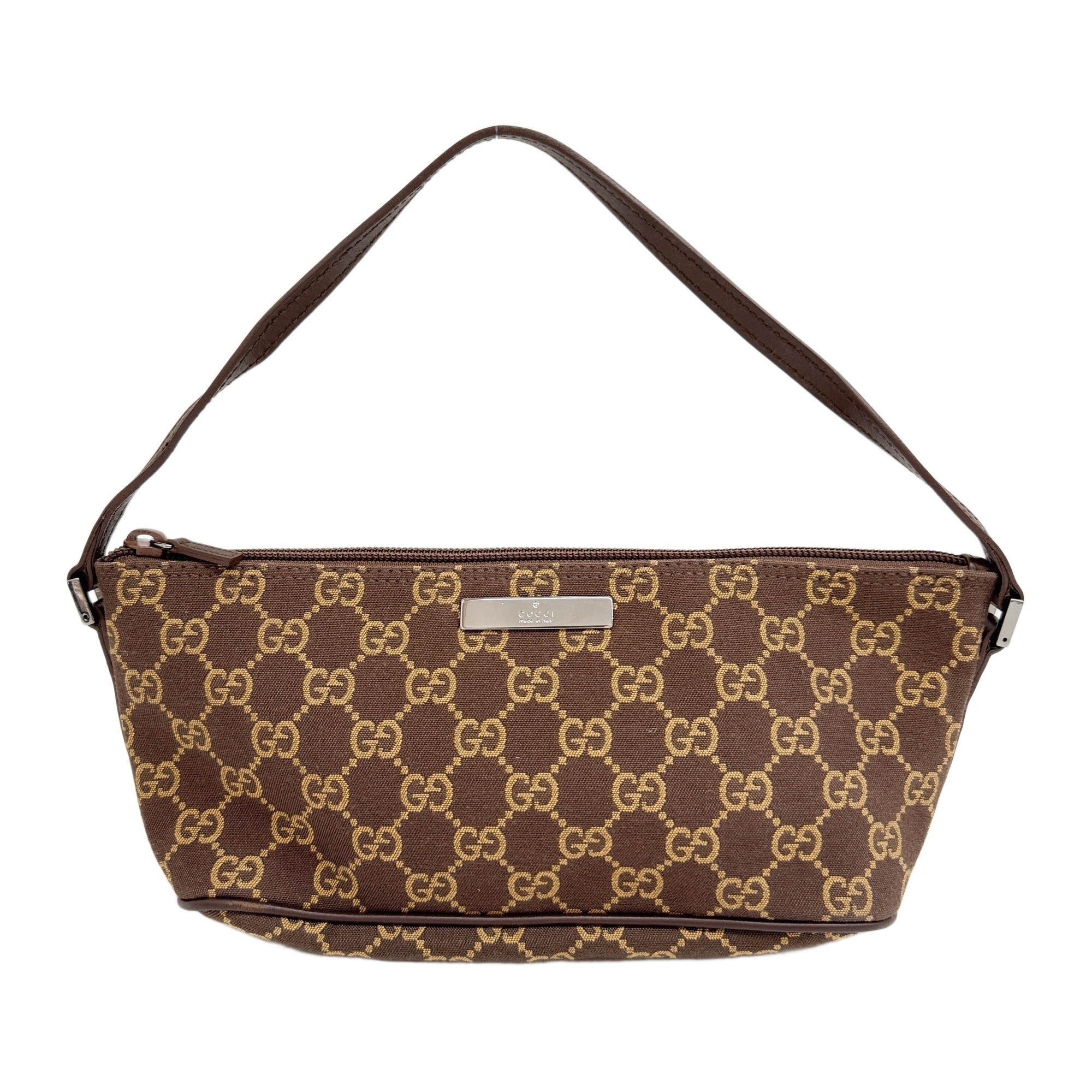 Boat Dark Brown GG Canvas Shoulder Bag