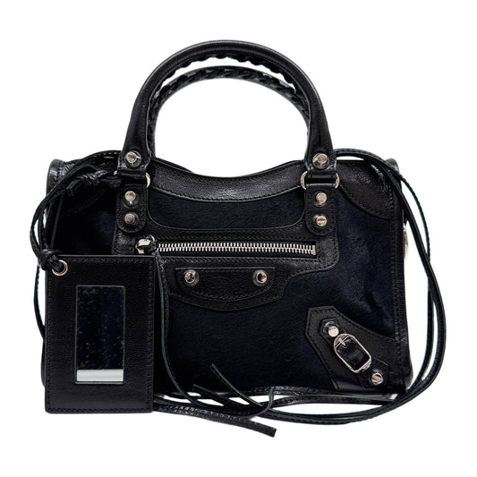 Mini City Black Pony Hair Two Way Bag