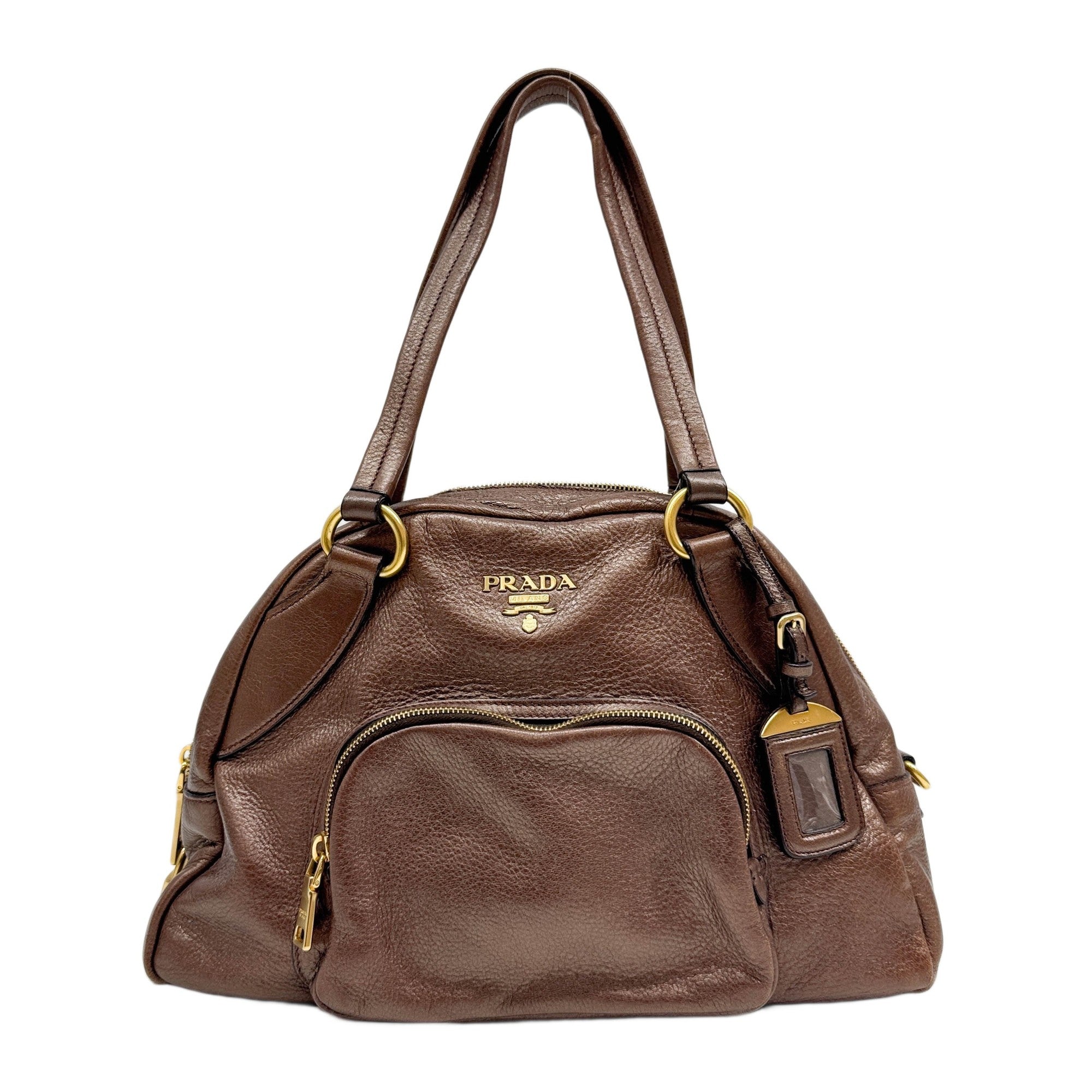 Metallic Bronze Leather Shoulder Bag
