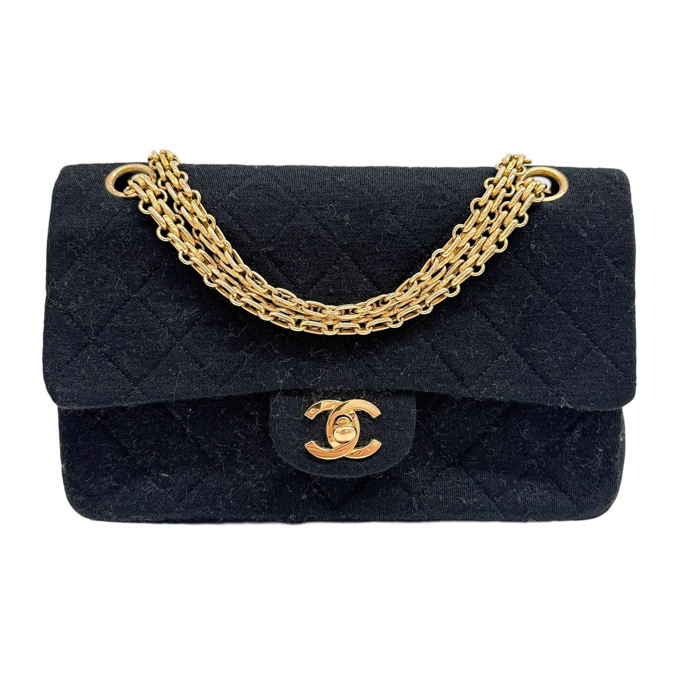 Classic Double Flap 1997-1999 Matelasse Black Cotton Shoulder Bag