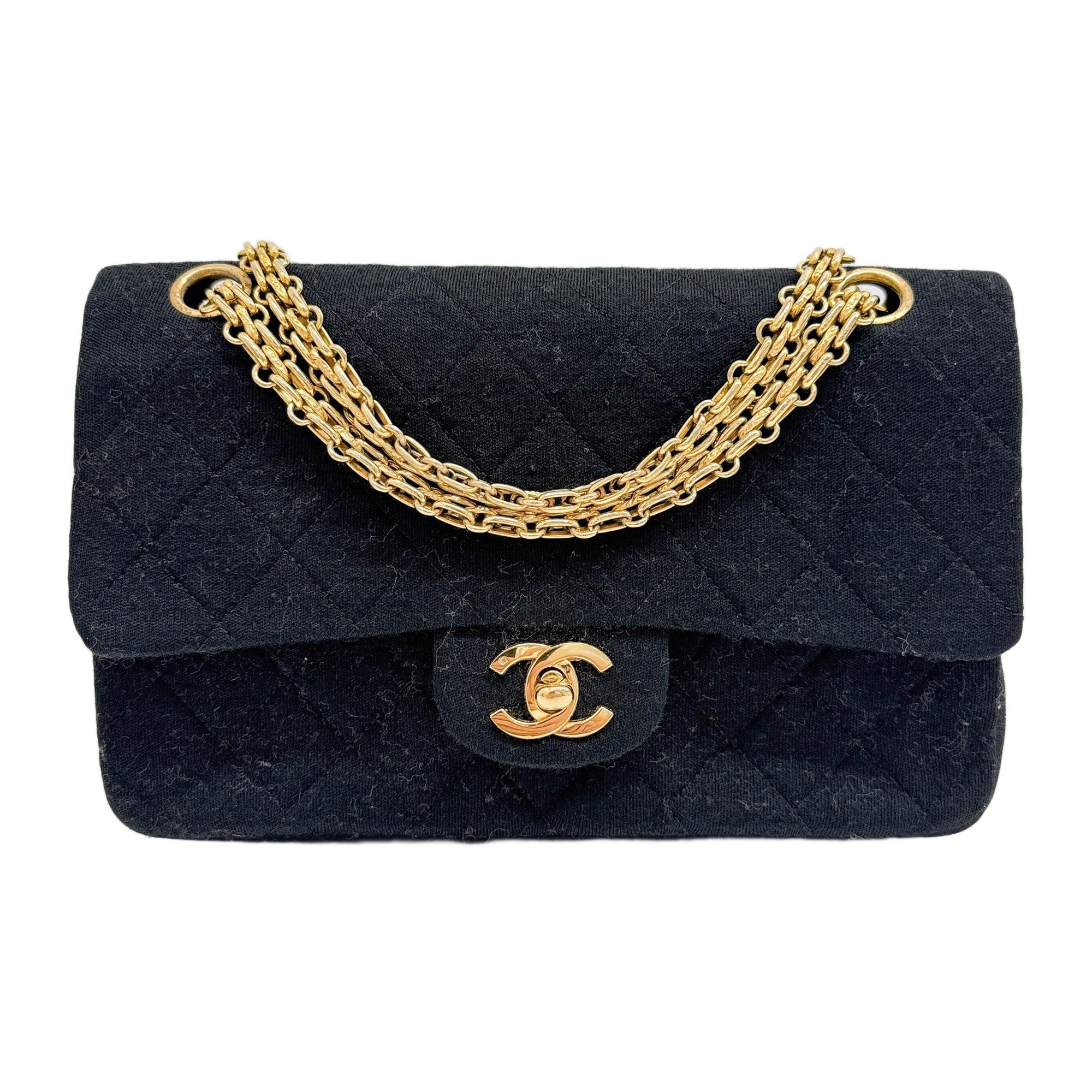 Classic Double Flap 1997-1999 Matelasse Black Cotton Shoulder Bag