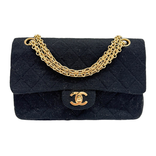 Classic Double Flap 1997-1999 Matelasse Black Cotton Shoulder Bag