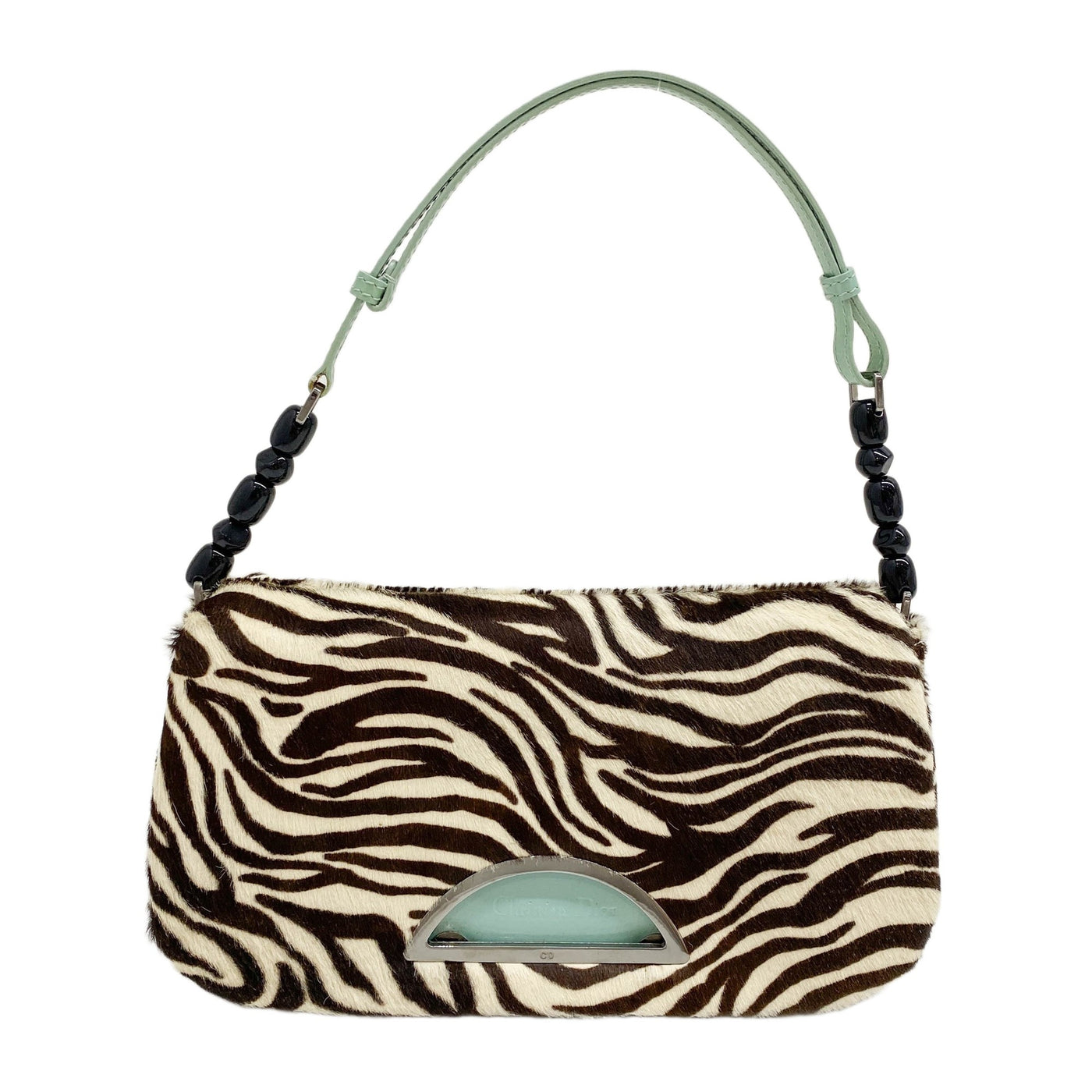 Malice Pearl Brown Zebra Print Pony Hair Shoulder Bag
