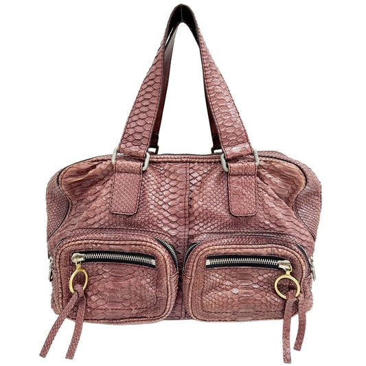 Betty Dusty Rosewood Pink Python Embossed Leather Shoulder Bag