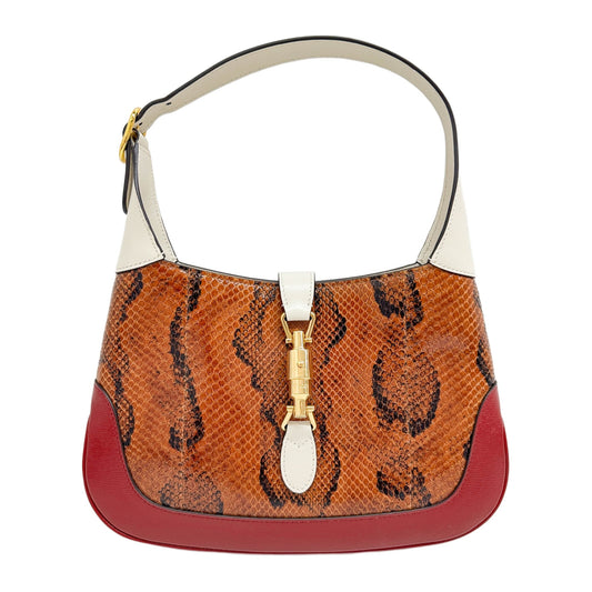 Jackie 1961 Brown Python Leather Two Way Shoulder Bag