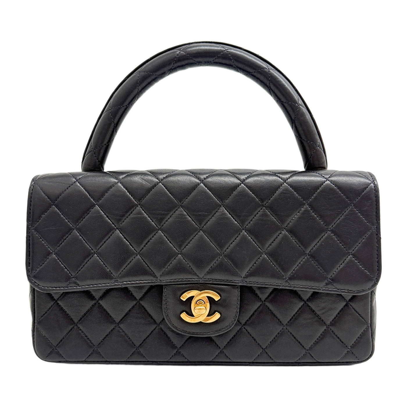 Kelly Flap Top Handle 1994-1996 Matelasse Black Leather Hand Bag