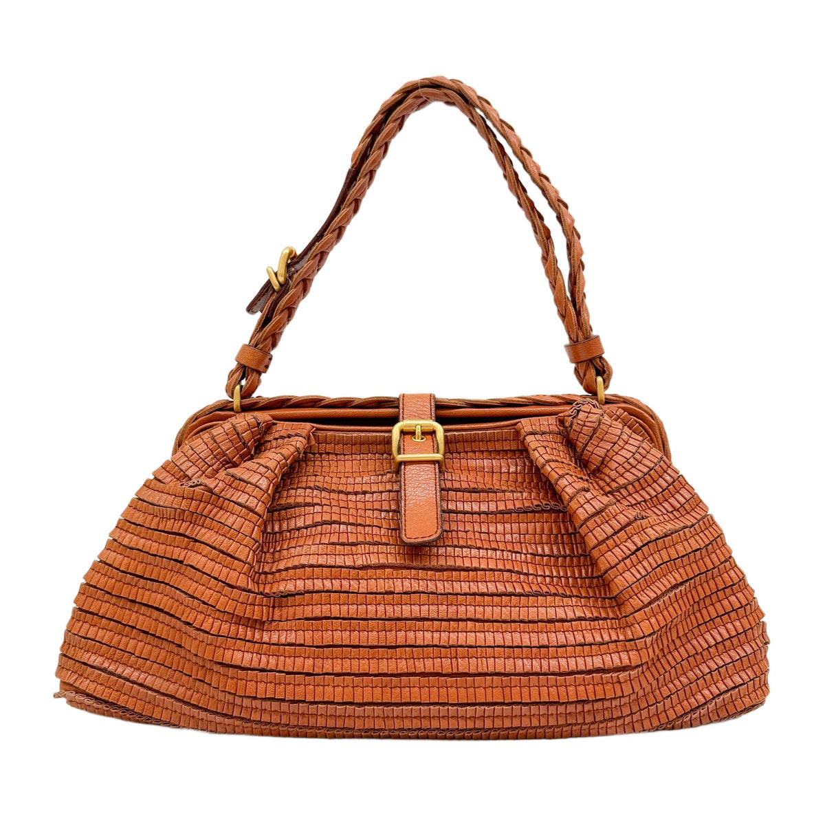 Orange Leather Handle Bag