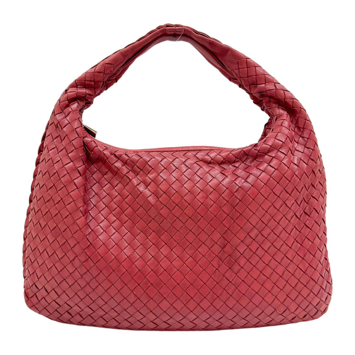 Veneta Intrecciato Red Leather Shoulder Bag