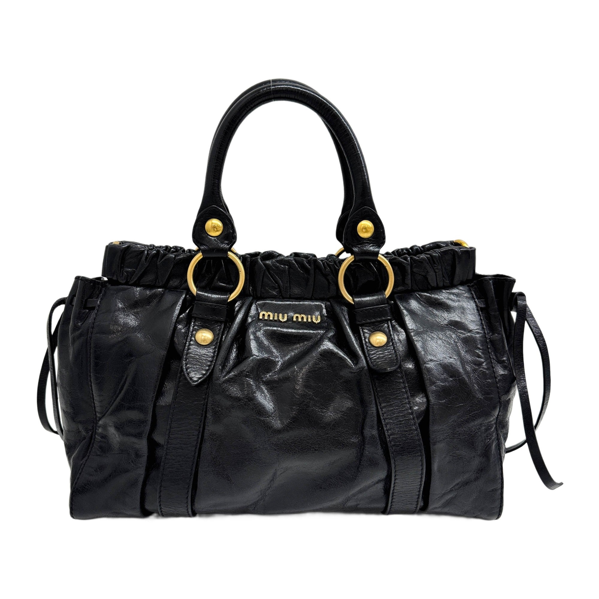 Vitello Black Leather Hand Bag