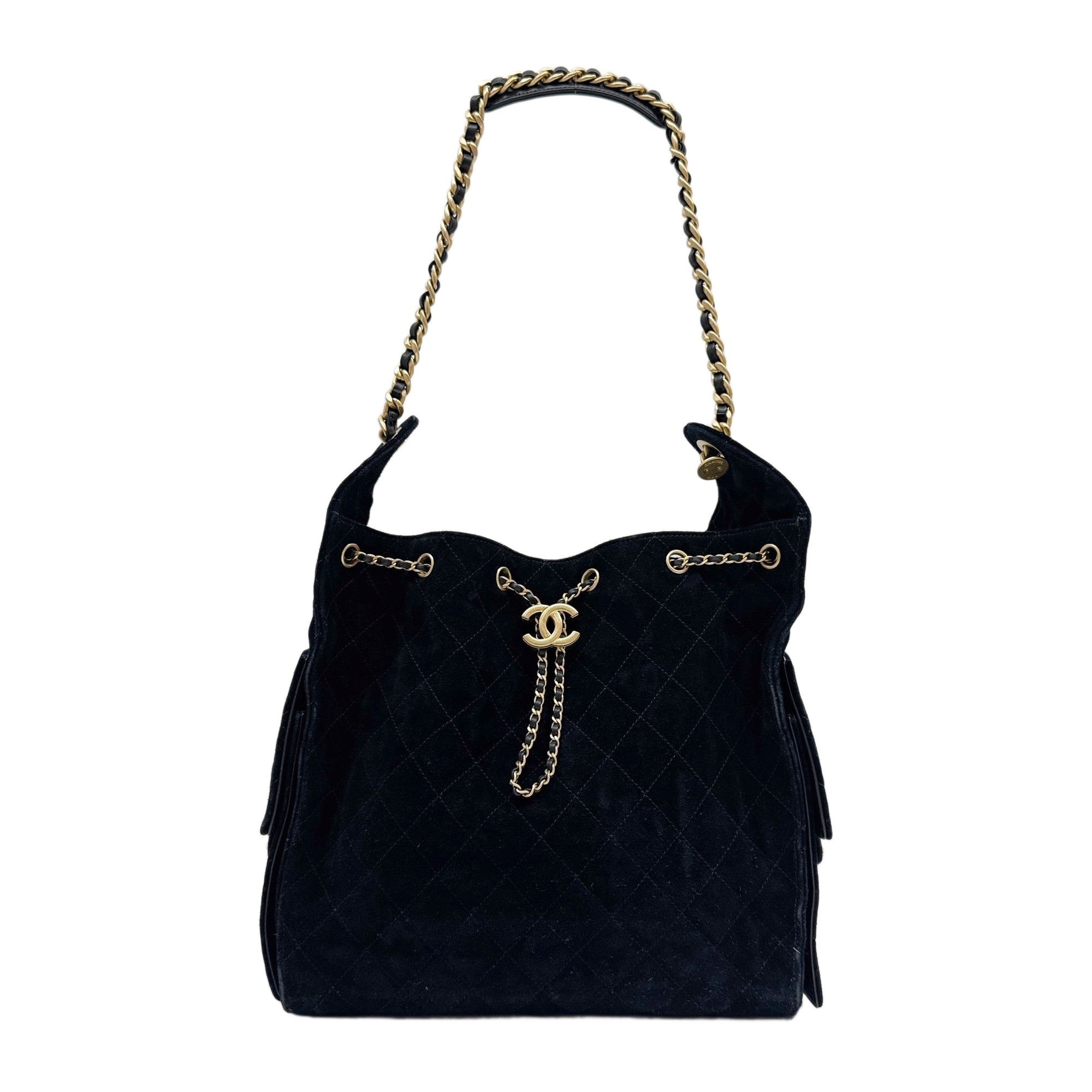 Small Chanel 25 2021-2026 Matelasse Black Suede Shoulder Bag