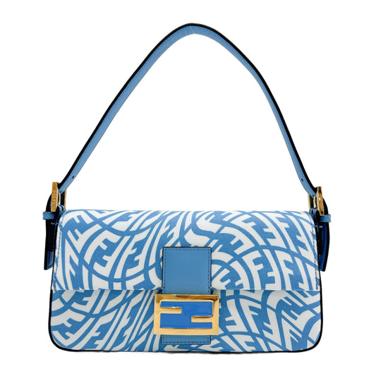 Fendi x Sarah Coleman FF Vertigo Blue & White Monogram Canvas Shoulder Bag