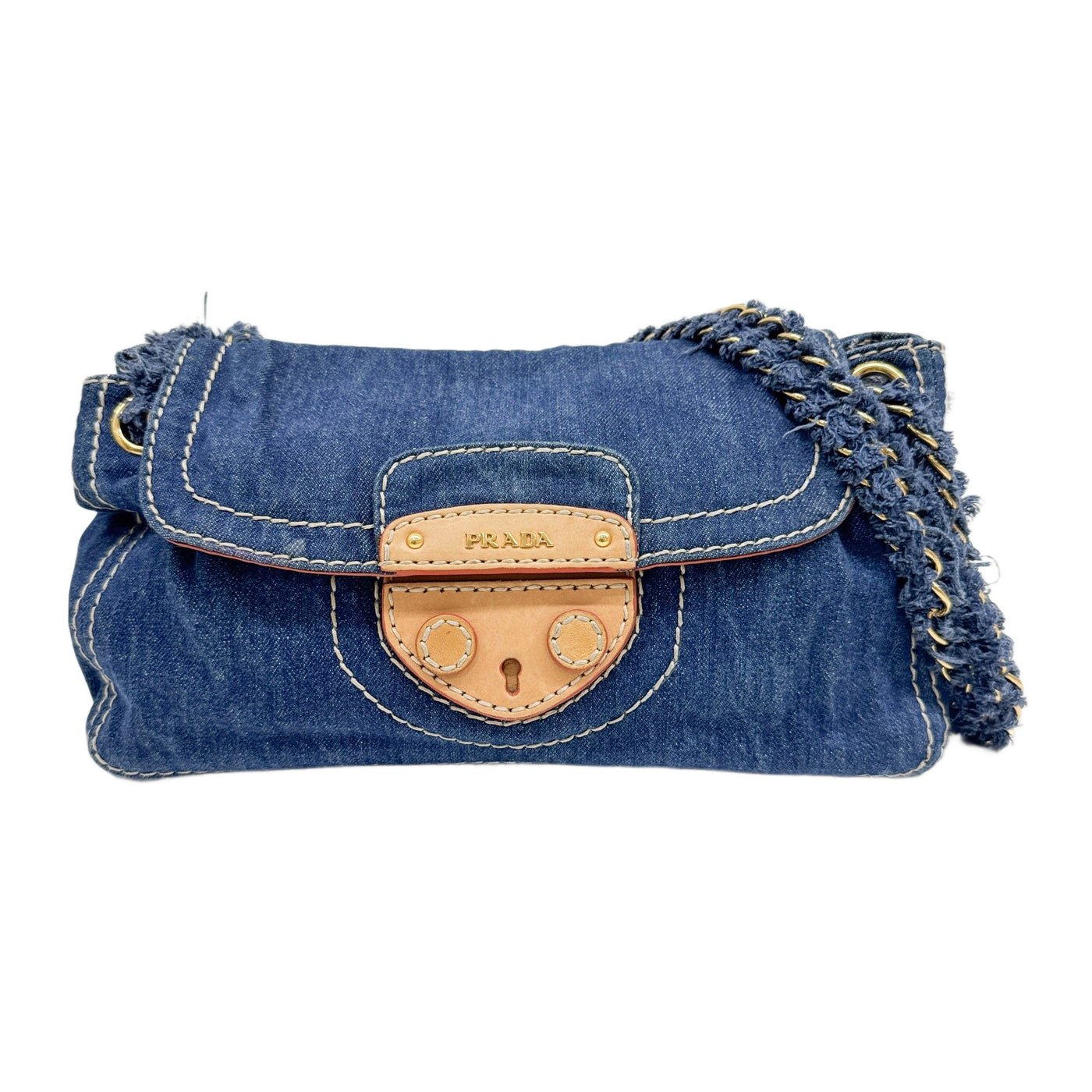 Vintage Flap Blue Denim Shoulder Bag