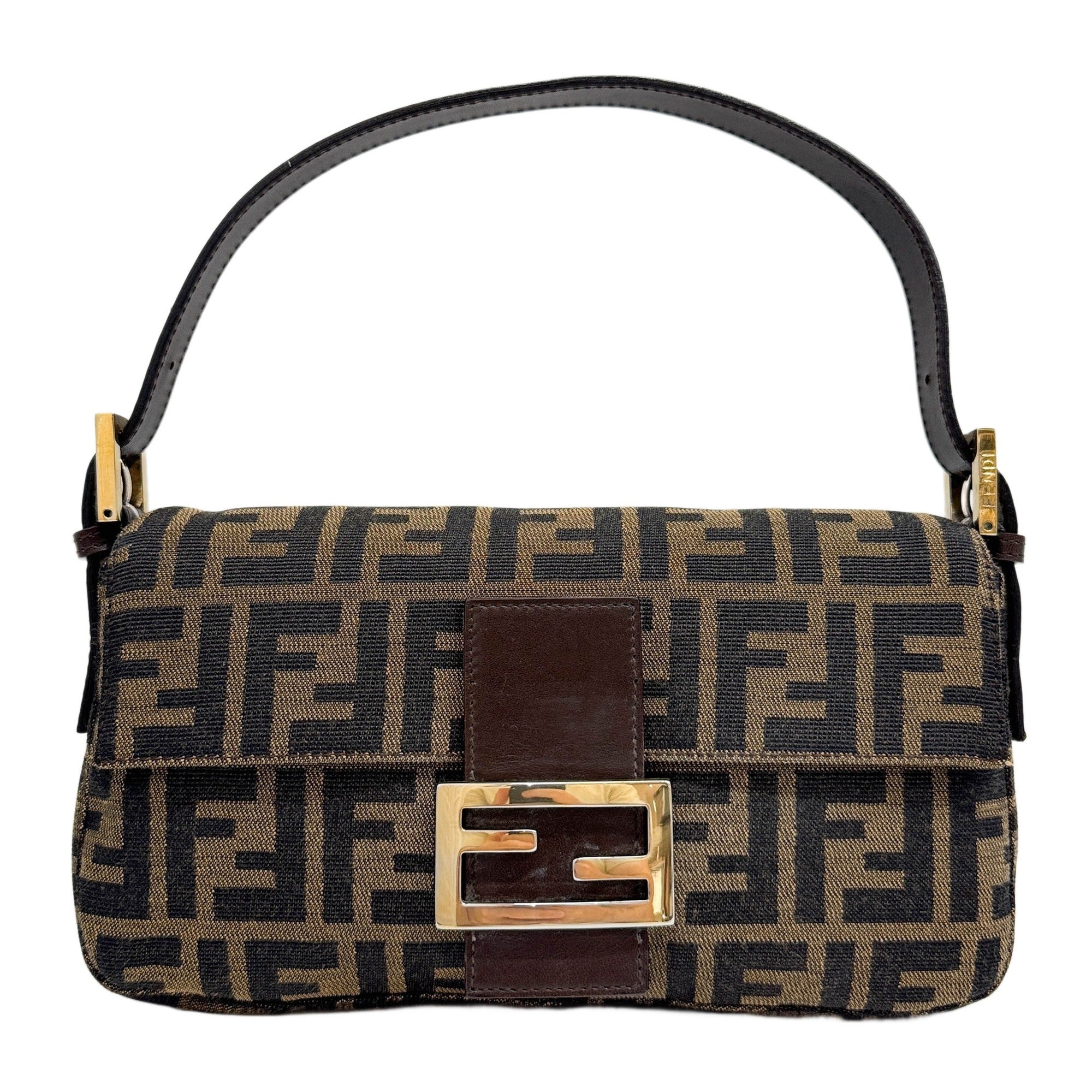 Baguette Brown Zucca Canvas Shoulder Bag