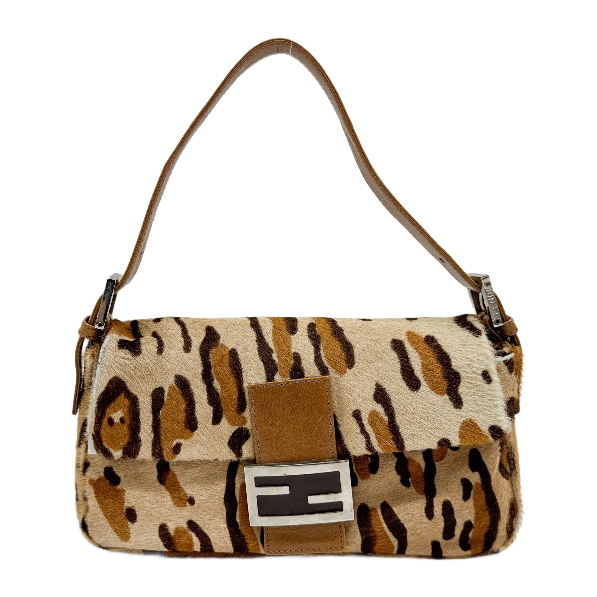 Baguette Brown Leopard Print Pony Hair Shoulder Bsg