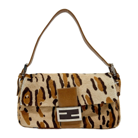 Baguette Brown Leopard Print Pony Hair Shoulder Bsg