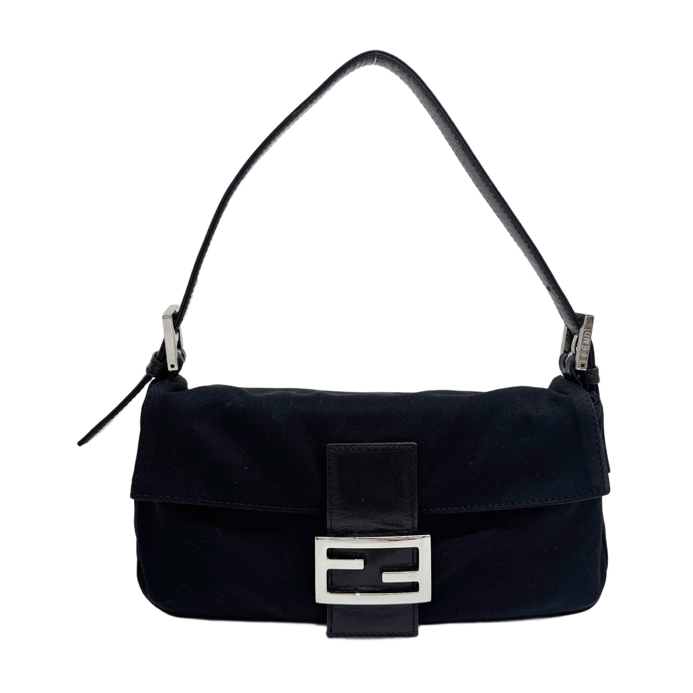 Baguette Black Neoprene Shoulder Bag