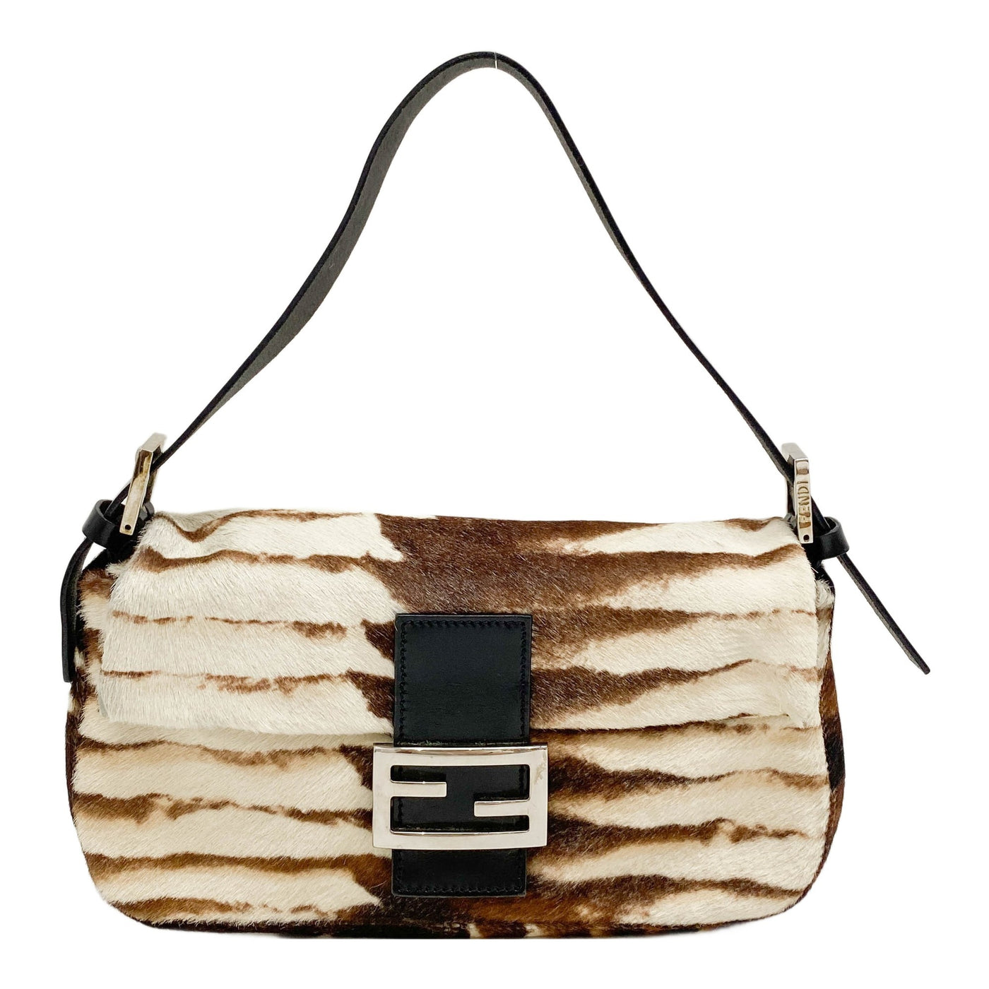 Baguette Brown Animal Print Pony Hair Shoulder Bag