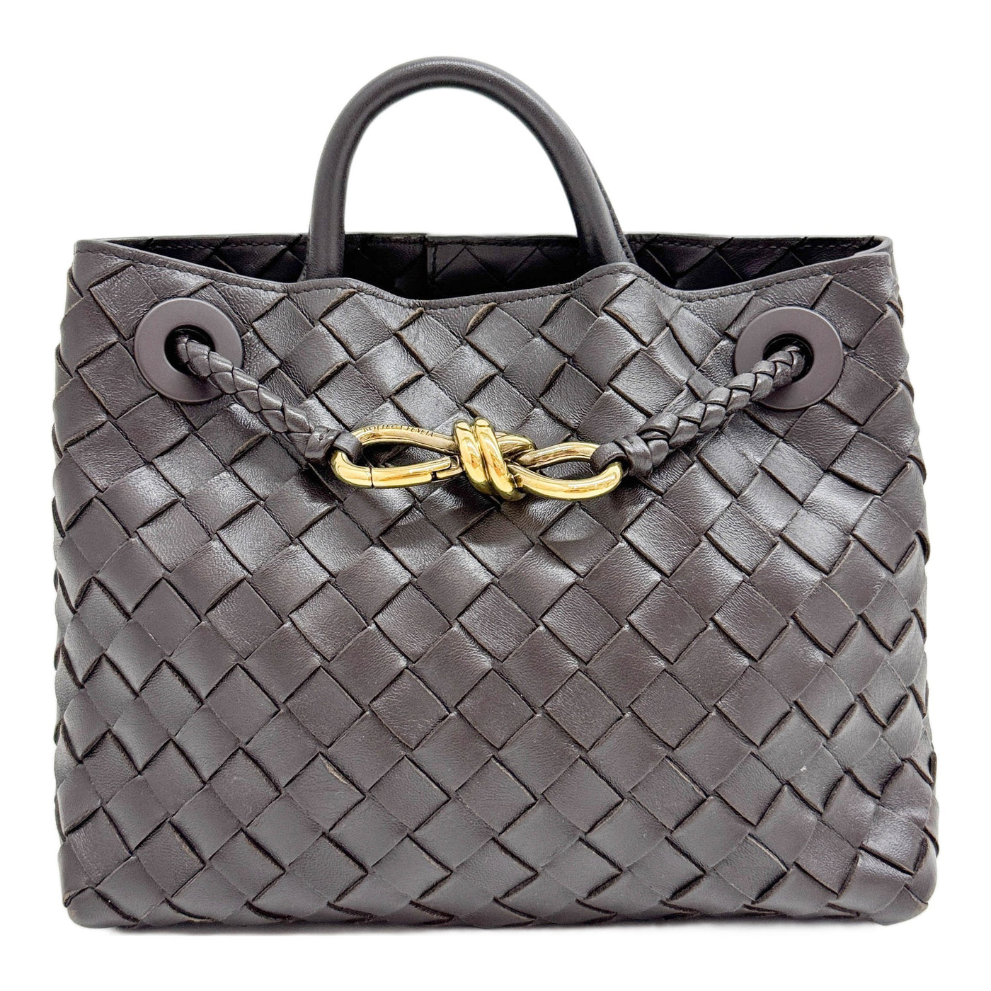 Andiamo Intrecciato Dark Brown Leather Two Way Bag