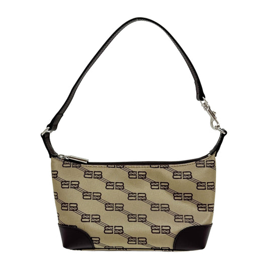 BB Leather Trim Brown Monogram Canvas Shoulder Bag