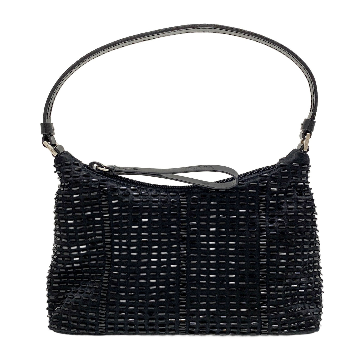 Beaded Black Satin Hand Bag