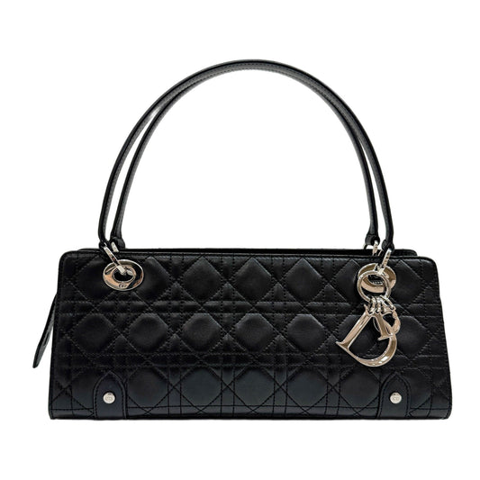 Lady Dior Black Cannage Leather Handle Bag
