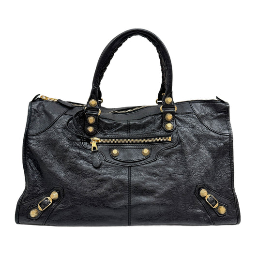 Gaint Work Black Leather Hand Bag